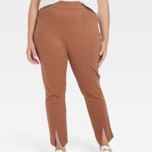 Plus Size Split Front Ponte Pants